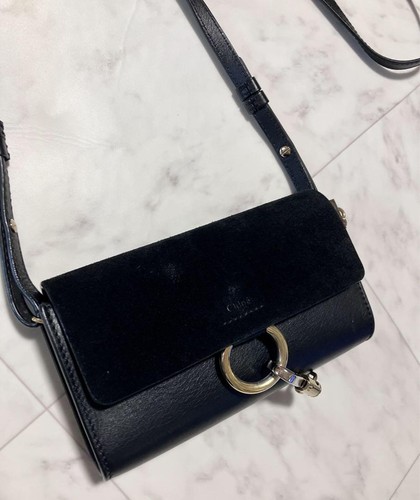 Chloe Leather Faye Shoulder Bag Silver Hardware Black Authentic - Picture 9 of 24