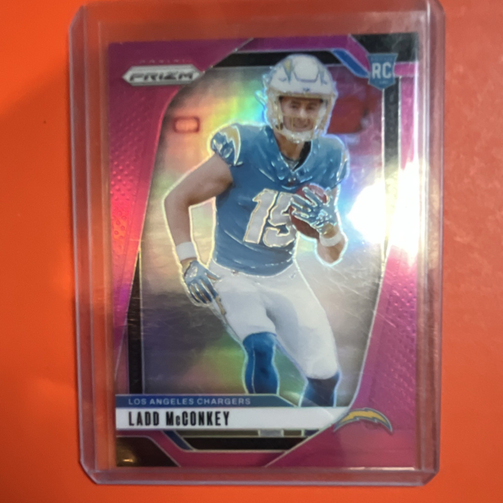 Panini 2024 Prizm Ladd McConkey Pink Prizm Rookie #365 Los Angeles Chargers