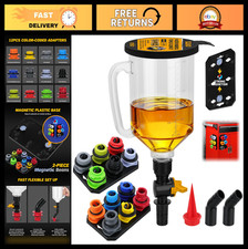 18-Piece No Spill Oil Funnel Kit with 12 Adapters Magnetic Tray for Cars
