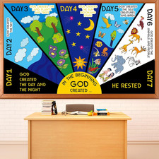 Christian Bulletin Board Set Religious Classroom Decorations 7 Days of Creation