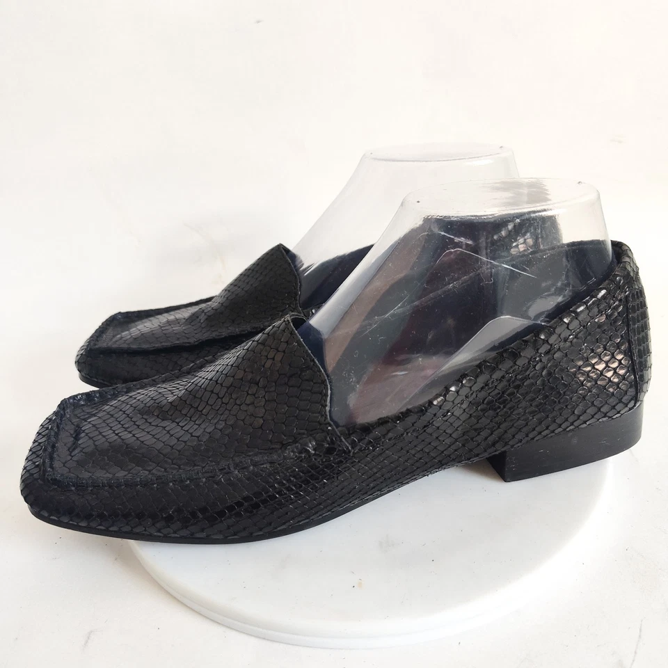 Y2K 90 年代 Enzo Angiolini 乐福鞋 8 码蛇皮皮革平底方头懒人鞋 — 第 4/4 张图片