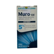 Bausch + Lomb Muro 128, 5% Sodium Chloride Ophthalmic Ointment, 1/8oz (3.5g)