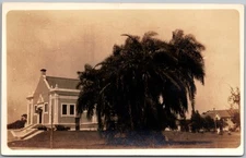 Antique RPPC Postcard Circa 1920s Building With Palm Trees Unposted