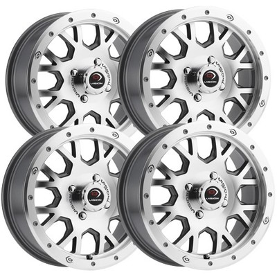 (Set of 4) Vision UTV GV8 Invader 15x6 4x110 +38mm Machined Wheels Rims 15'' Inch