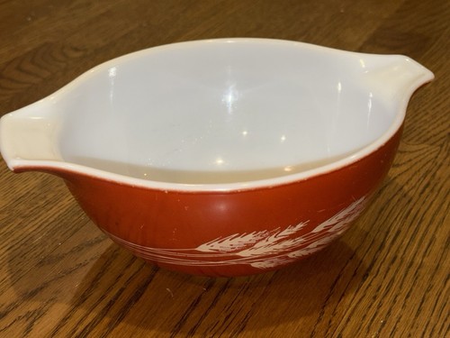 Vintage 1.5 Qt Pyrex Autumn Harvest Wheat Mixing Bowl 442 With Wheat Stalks - Picture 14 of 21