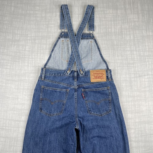 Levis Premium Womens Size SMALL Baggy Overalls Blue Denim Bib Big E Relaxed - Picture 4 of 17