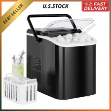 Quiet Portable Ice Maker (26lbs/24H) for Home, RV, Camping w/ Self-Cleaning