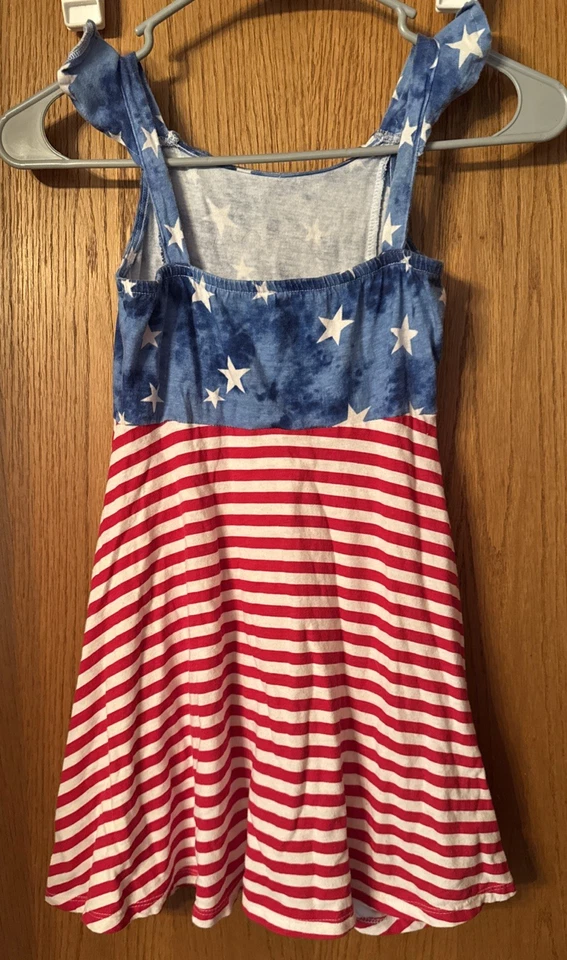 Vestido Jumping Beans Niñas Rojo Blanco y Azul Estrellas Rayas EE. UU. 4 de Julio Niña Talla 7 Foto 3 de 3