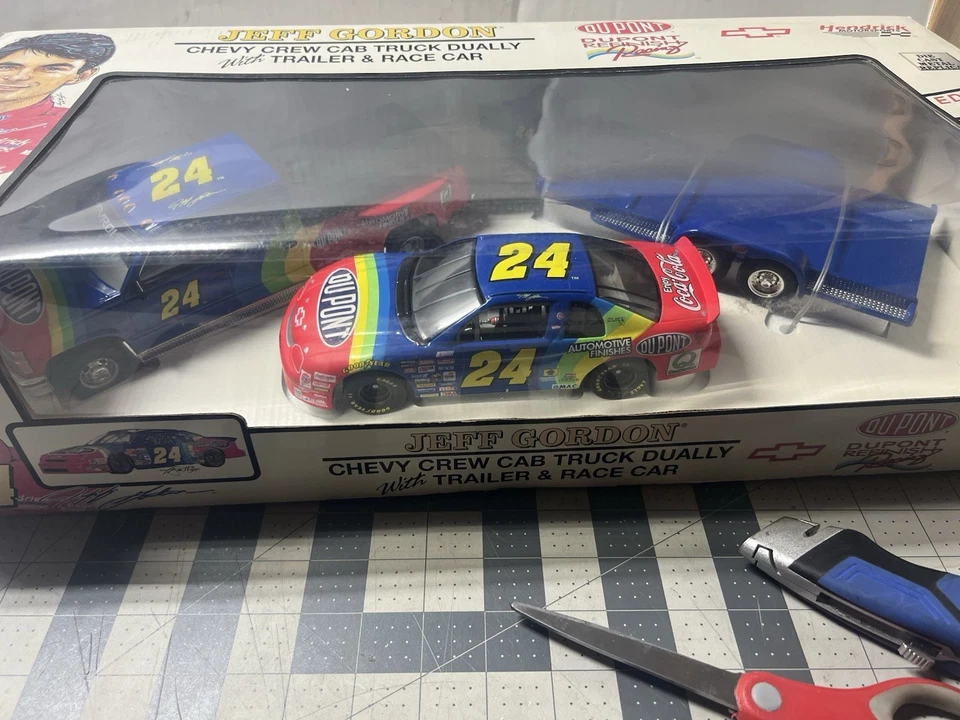 Jeff Gordon Chevy Crew Cab Dually -Trailer -Race Car #24 Brookfield 1996 Rare! - Image 3 of 4