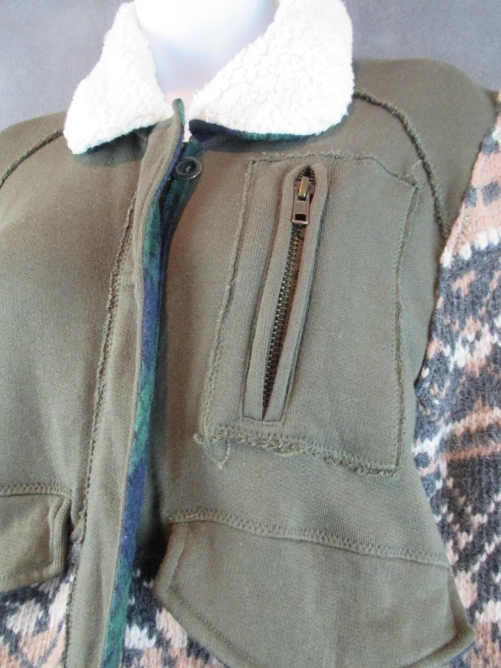 Chaqueta Free People We The Free Mujer Pequeña Verde Fair Isle Sherpa Tejida Cremallera Completa Foto 4 de 4