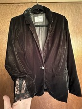 Ruff Hewn Grey Brand Black Velvet Lace Cuff Jacket Women’s M