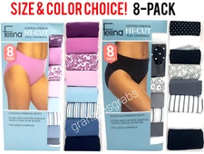 FELINA Ladies HI-CUT Full coverage COTTON STRETCH Panties 8-Pack PICK SIZE/COLOR
