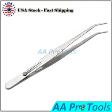 Tweezers Bent Tip Slide Locking Button Curved Smooth Tips Hobby Craft