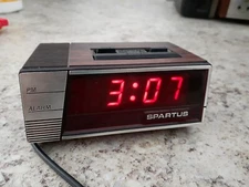 Vintage Spartus Alarm Clock 1161-C1 Red LCD Display Travel Size Tested
