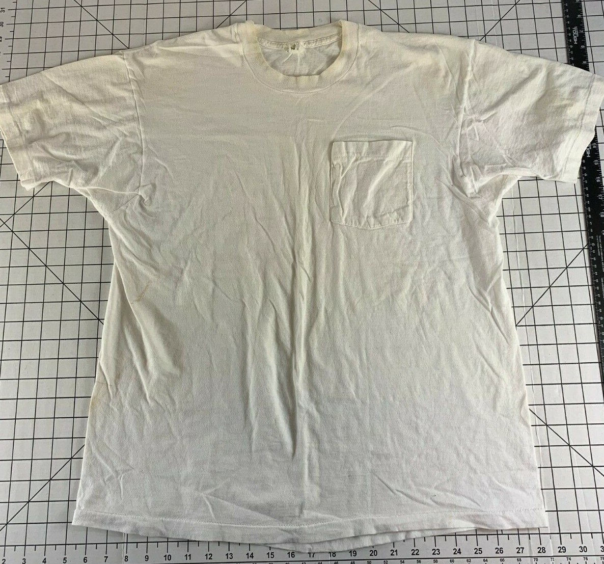 Vintage 80s 90s Blank Plain White Distressed Worn T Shirt