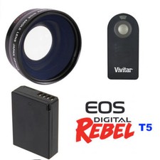 WIDE ANGLE FISHEYE LENS  REMOTE  BATTERY FOR CANON EOS REBEL T5 DSLR