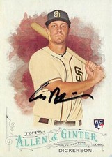 Alex Dickerson autographed baseball card 2018 Topps Allen & Ginters Rookie #105
