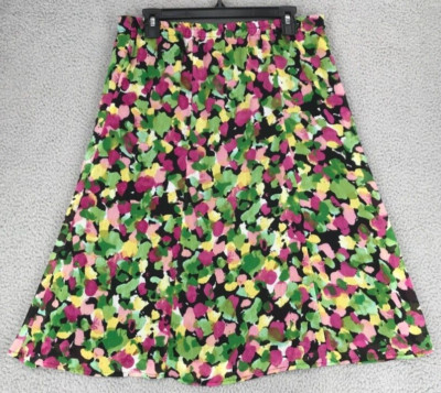 Notations A Line Flared Midi Skirt Size MP Elastic Waist Lined Multicolor