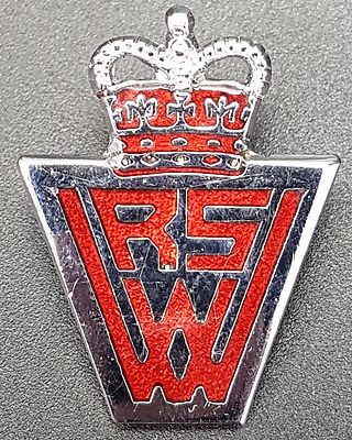 Vintage WRVS Emaille Pin Anstecker von Marples Beasley, Birmingham, Post 1953 Ausgabe