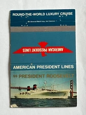 Vintage Matchbook Cover American President Lines SS Roosevelt Luxury Cruise