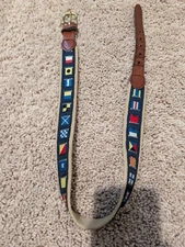 Leather Man Naudical Code Flag Leather tip Belt.  Sz 26