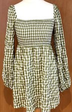 Pretty Little Thing Gingham Dress Size 8 Green & White Check