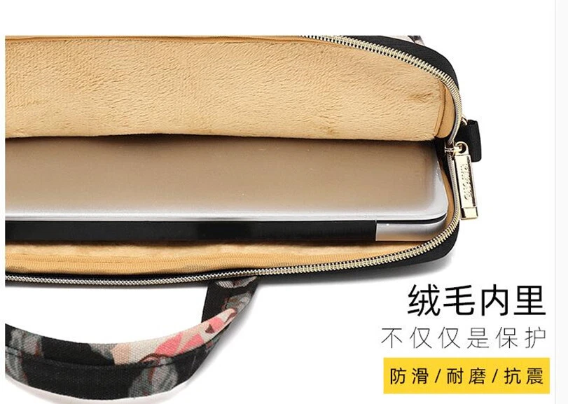 Canvas Handbag Women Briefcase 13.3 inch Laptop Bag Shoulder Bag Messenger Bag - Image 4 of 4