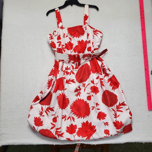Vintage Jessica Howard Midi Dress Red Orange Floral Belt Womens 16W Rock-a-Billy - Picture 4 of 18