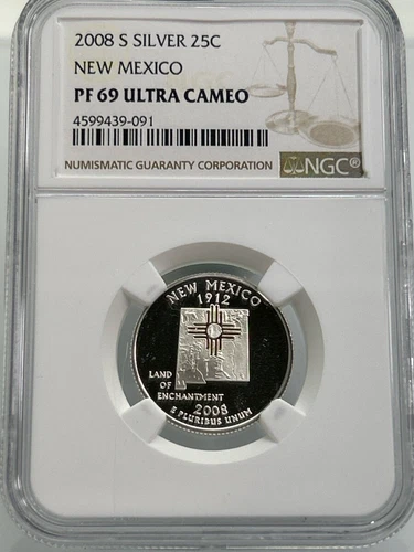 2008 S Silver 25C NEW MEXICO PF 69 ULTRA CAMEO NGC (NJL027221)