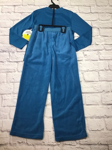 NEW ThereAbouts Boys 2pc Long-Sleeve Pajama PJ Set Flame Resistant Teal Blue - Picture 4 of 4
