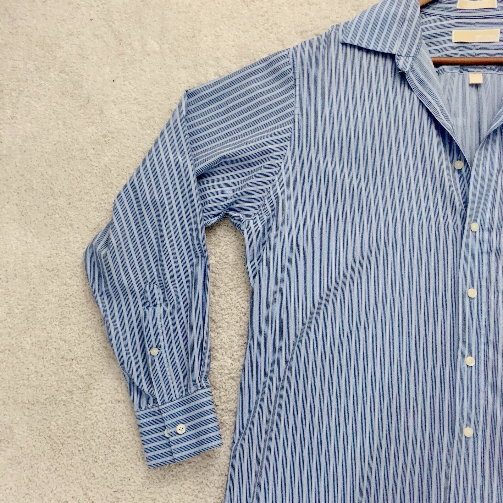 MICHAEL KORS Blue Striped Long Sleeve Button Down Shirt XL Extra Large 34/35 thumbnail 3