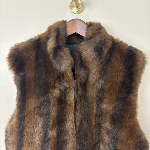 Coaco New York Kunstfell Weste braun Mob Wife Damen Medium wendbar schick Lagenlook - Bild 2 von 16