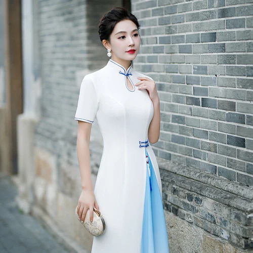 Vestido Hanfu Tradicional Chino Verano Largo Cheongsam Noche Mujeres Vestidos Qipao - Imagen 7 de 18