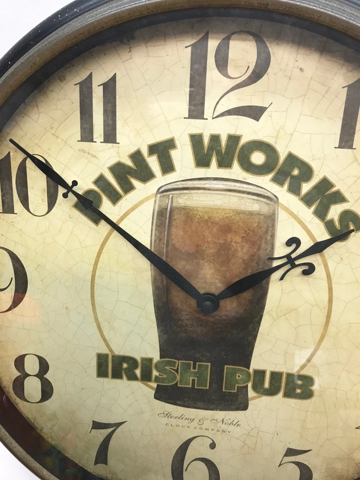 Pint Works Irish Pub Beer Wall Clock 16” Sterling & Noble Decor Bar 5” Deep - Image 4 of 4