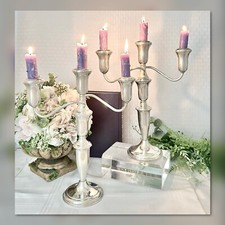 Reed and Barton Sterling Silver Candelabras 3 Arm Reed & Barton Sterling - Pair