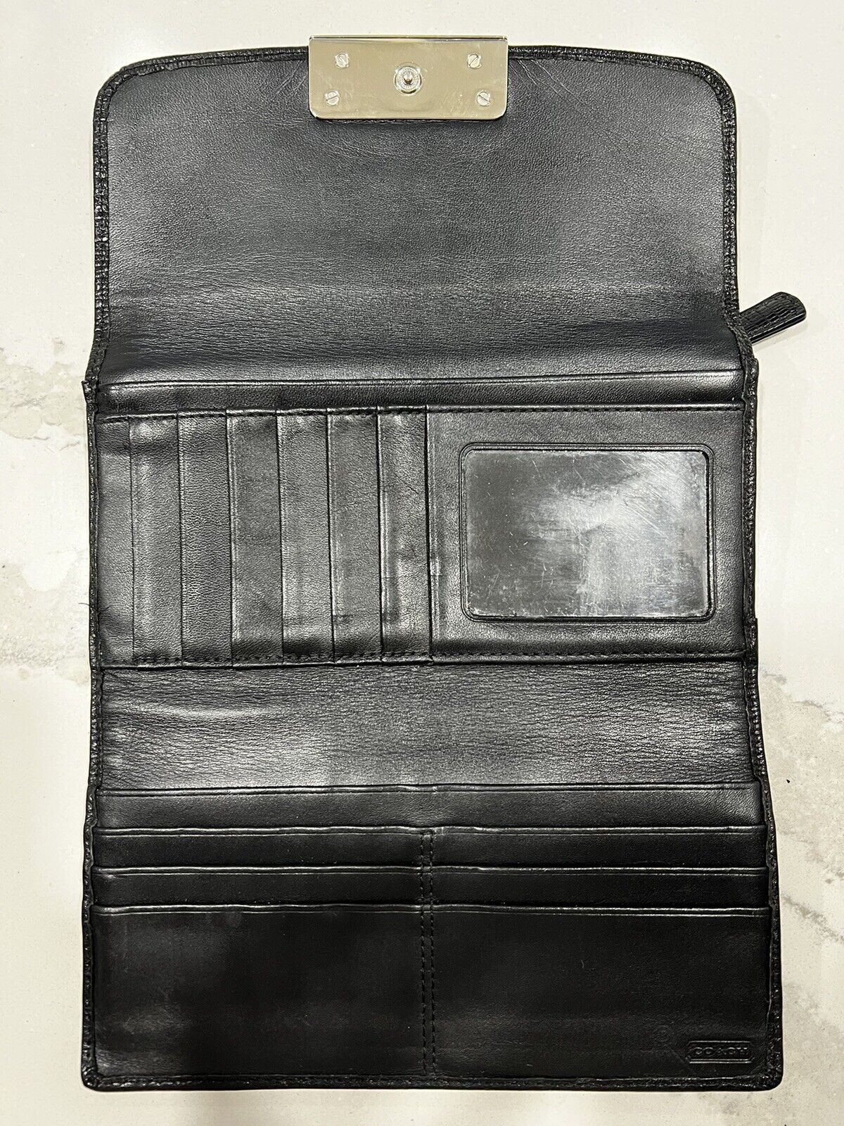 COACH Black Leather Clutch Wallet Checkbook Organ… - image 7