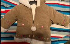 Amy Byer Tan Floral Fleece jacket girls 2T 