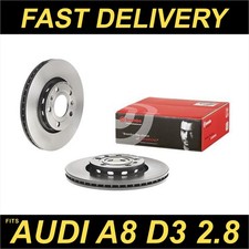Brembo 2x Brake Discs Pair Vented fits AUDI A8 D3 2.8 Rear 07 to 10 BDX 280mm