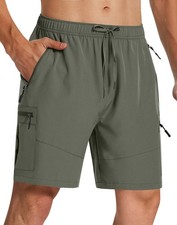 Mens Hiking Cargo Shorts 7" Quick Dry Lightweight Stretch Drawstring Shorts w...
