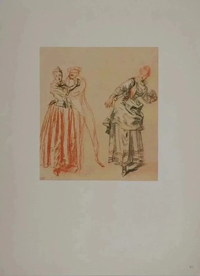 Antoine WATTEAU: Studie Von Zwei Frauen, Heliogravur