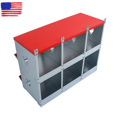 Cajas de anidación de pollo 6 compartimentos caja de metal para nido de aves de corral grandes agujeros ventilados - Imagen 6 de 12