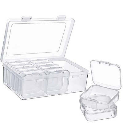12 Pieces Small Clear Plastic Beads Storage Container And Organizer Transparent