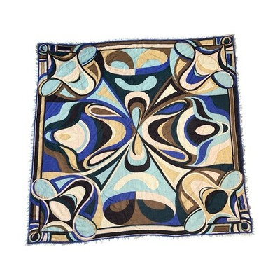 Emilio Pucci Scarf  Size 48'' x 50.5'' Blue Geometric Abstract Psychedelic