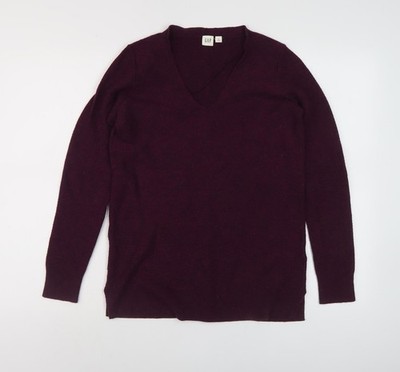 Gap Damen Pullover Pulli Lila V-Ausschnitt XS