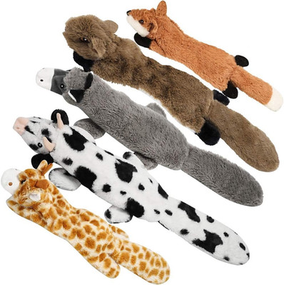 Dog Squeaky Toys, 5 PCS Crinkle Plush Dog Toys, No Stuffing Dog Toys for Small M