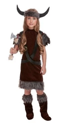 Kids Viking Girl Fancy Dress Saxon Warrior World Book Week Childs Costume Outfit - Image 2 of 2