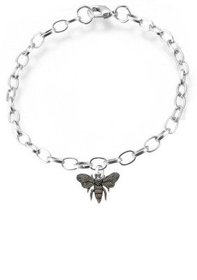 TSAR Honey Bee Pewter pendant on Belcher Bracelet anklet Handmade