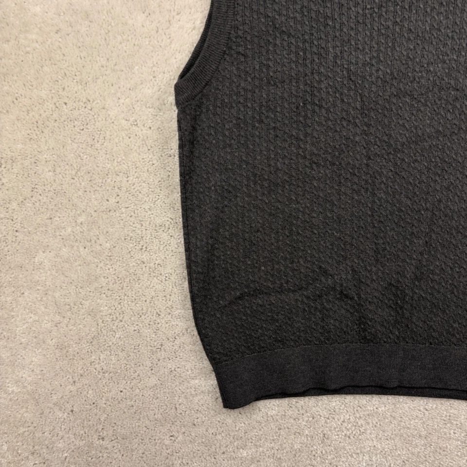 Callaway Sweater Vest Mens XL Gray Ribbed V Neck 100% Extra Fine Merino Wool - Image 2 of 4