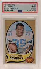 PSA 9 (OC) 1970 Topps Calvin Hill (Rare Black Name) Rookie Card RC #260 . rookie card picture