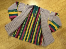 Handmade Vintage Knitted Colorful Cardigan S/M Granny Core Boho Cottage Core USA
